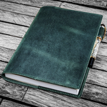 Galen Leather - Leather Slim A5 Notebook/Planner Cover - Crazy Horse Forest Green
