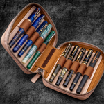 Galen Leather - Expansi-Pouch Leather Wide 10 Slots Pencase - A6 Zip Folio - Undyed