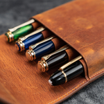 Galen Leather - Flap Pencase for 5 Pens - Crazy Horse Brown