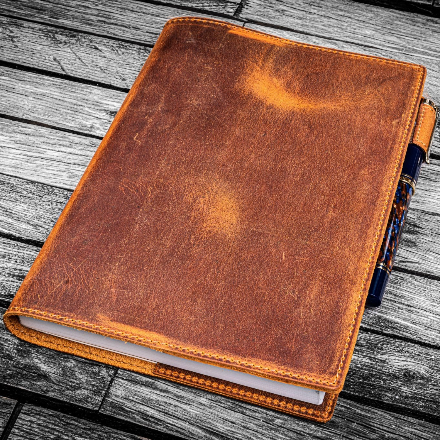 Galen Leather - Leather Slim A5 Notebook/Planner Cover - Crazy Horse Brown