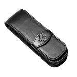 Diplomat - Lederetui schwarz für 2 Schreibgeräte mit Blume