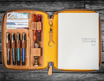 Galen Leather - Leather Zippered Leuchtturm 1917 Notbook Folio A5 - Crazy Horse Honey Ochre