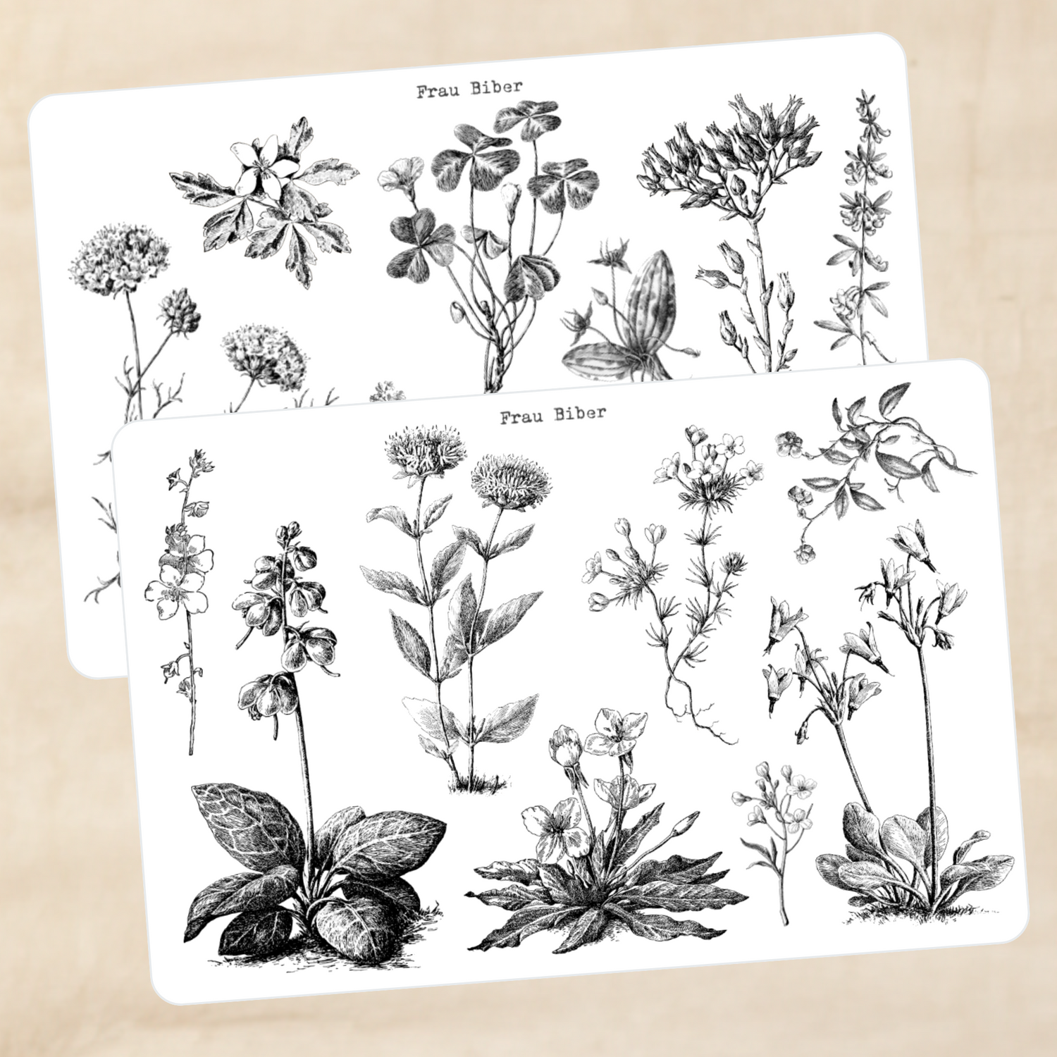 Biber Stickersheet - große Pflanzen