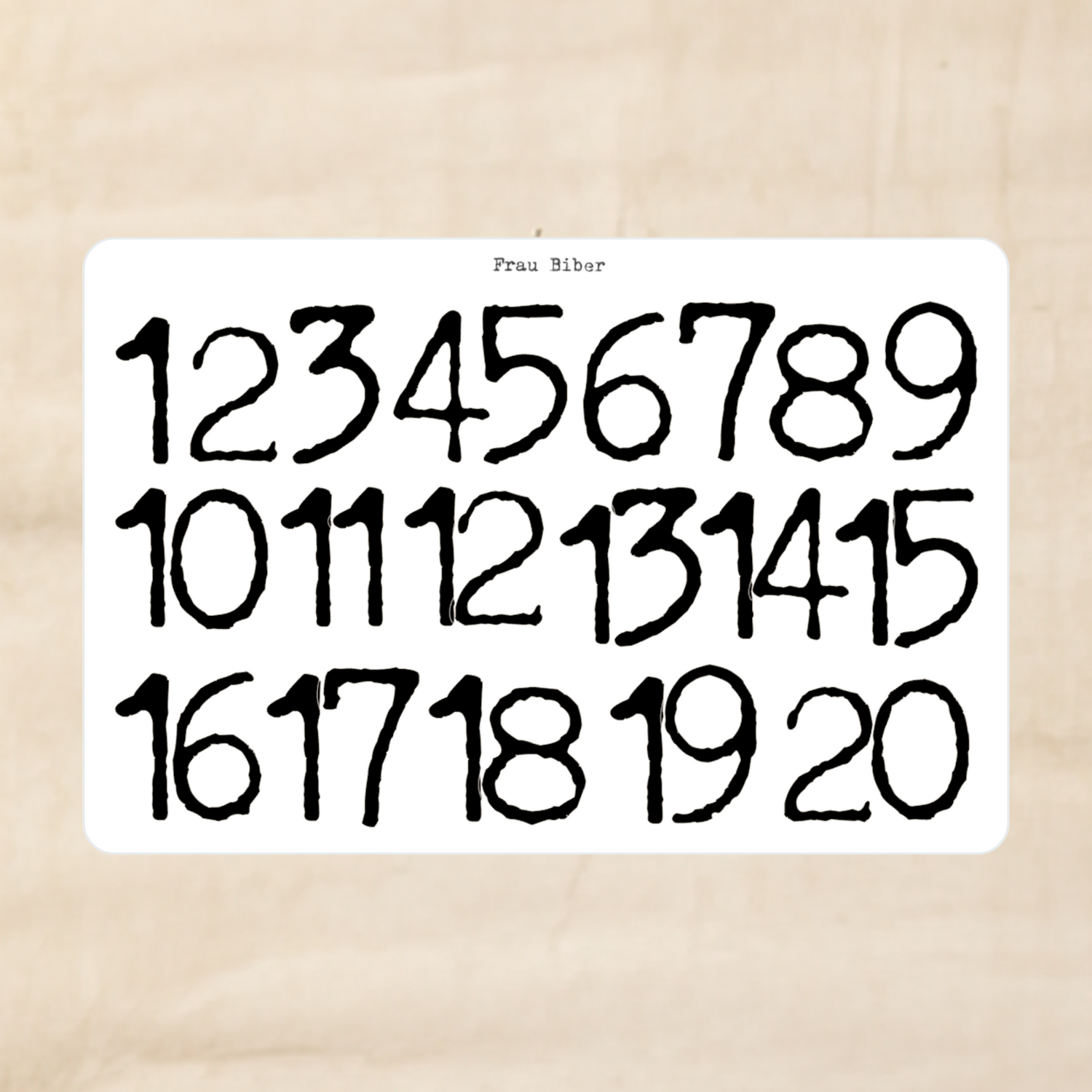Biber Stickersheet - große Zahlen