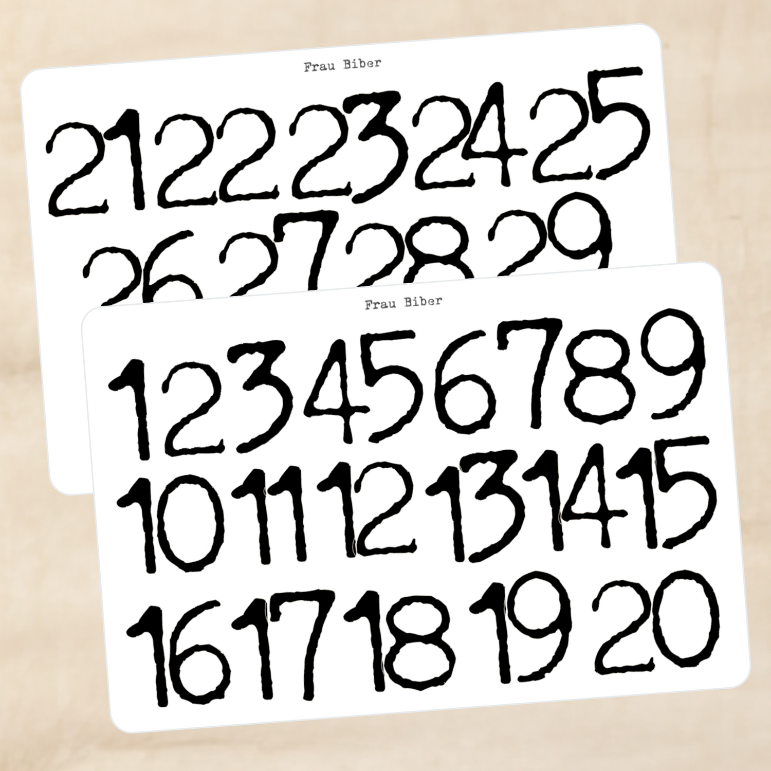 Biber Stickersheet - große Zahlen