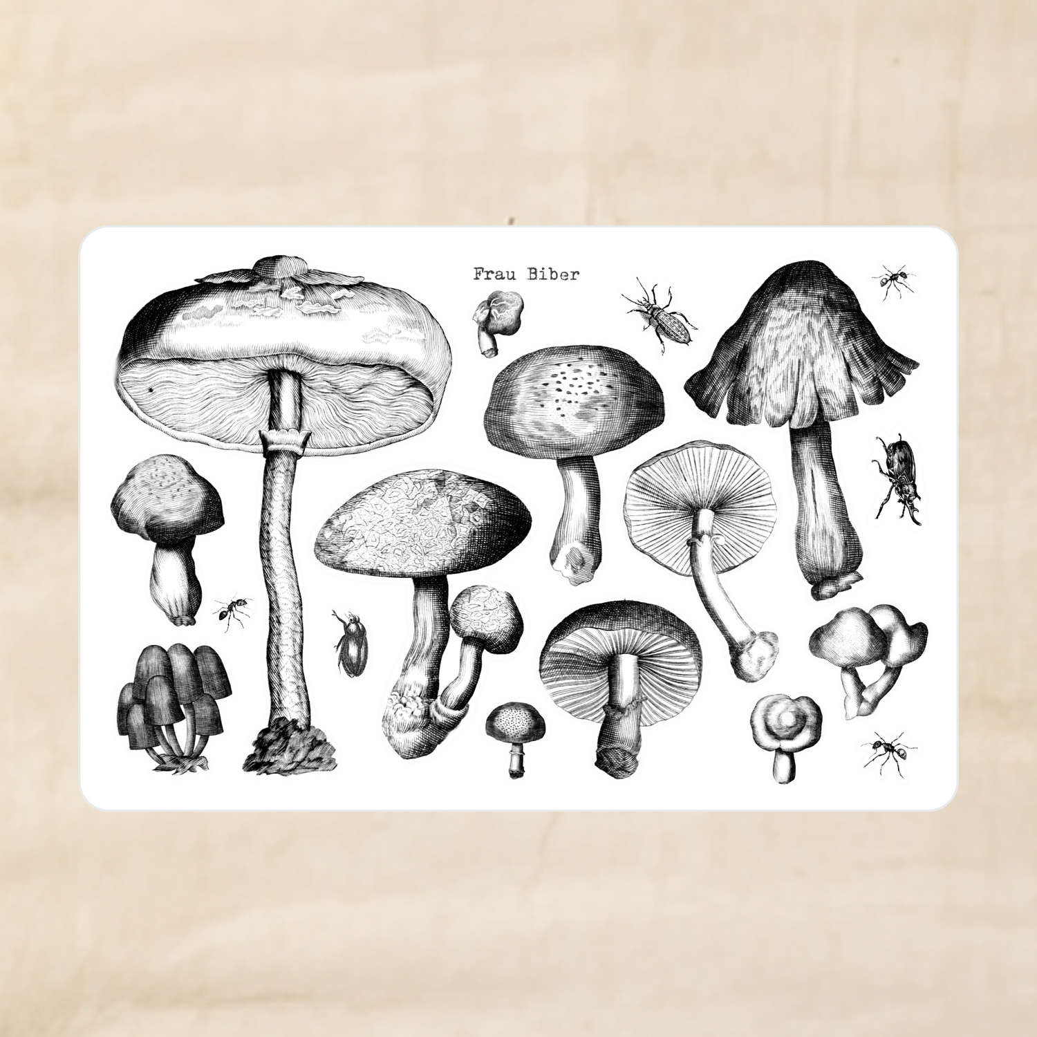 Biber Stickersheet - Pilze