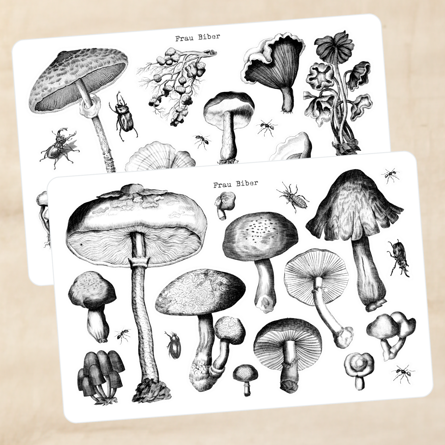 Biber Stickersheet - Pilze