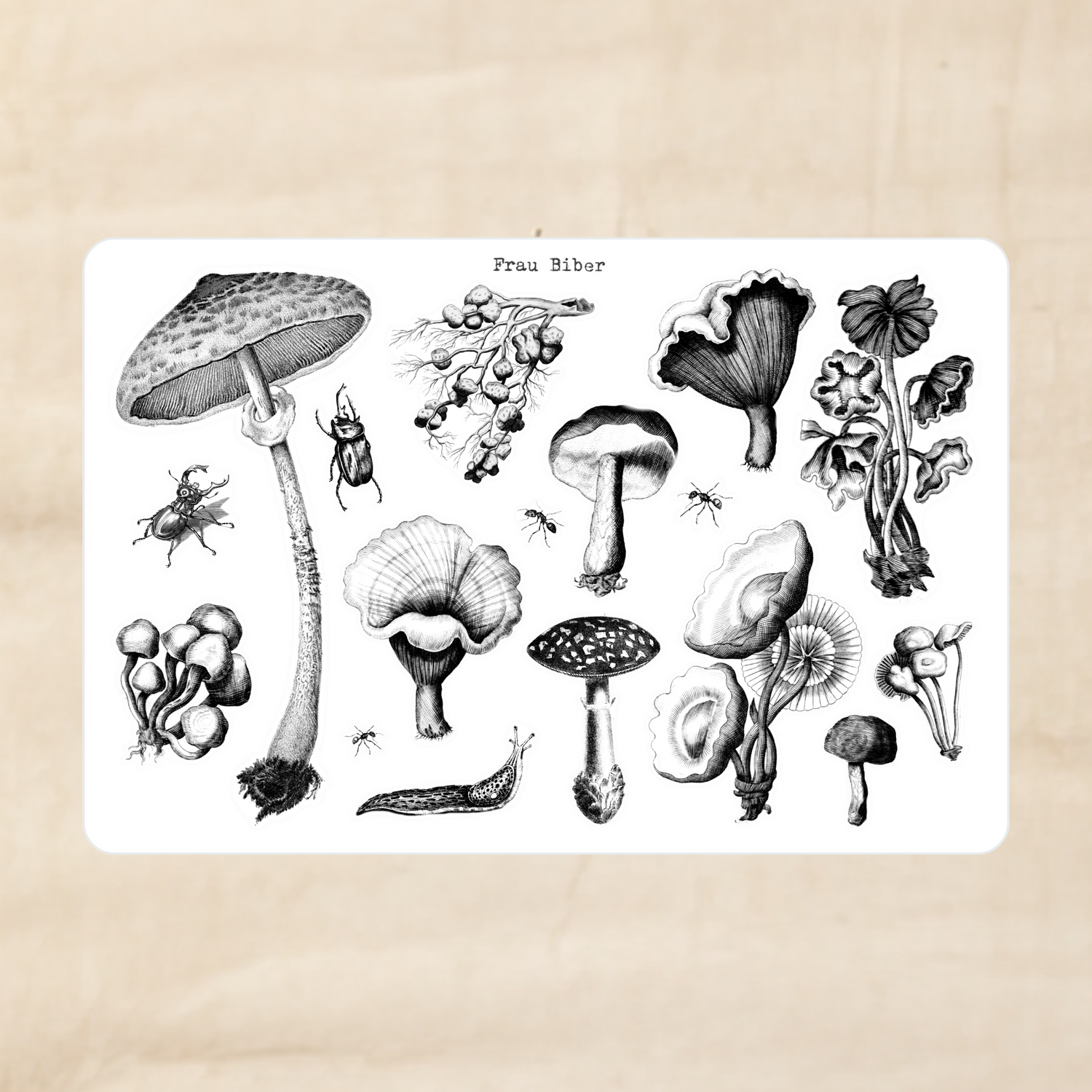 Biber Stickersheet - Pilze