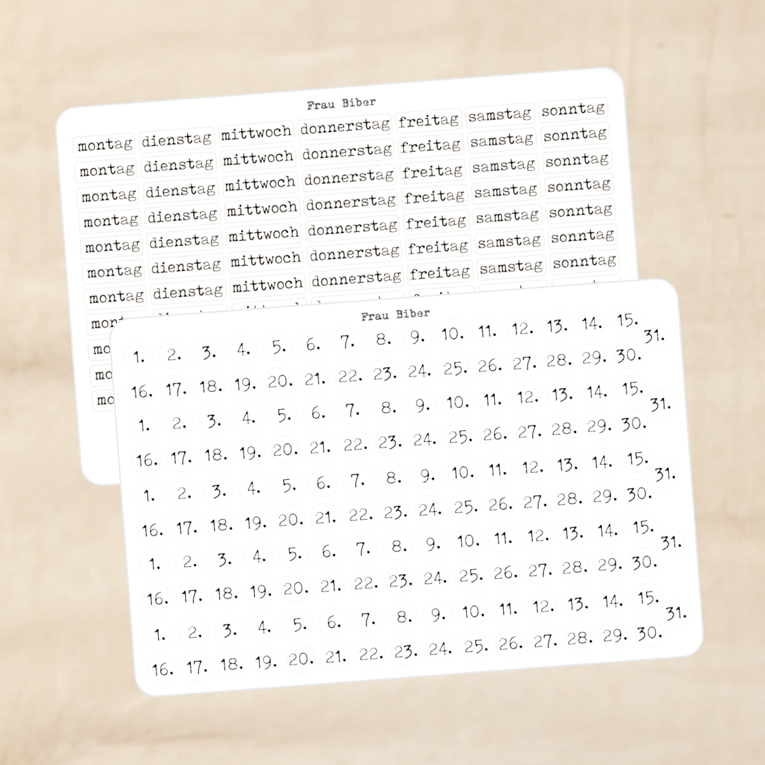 Biber Stickersheet - Typo