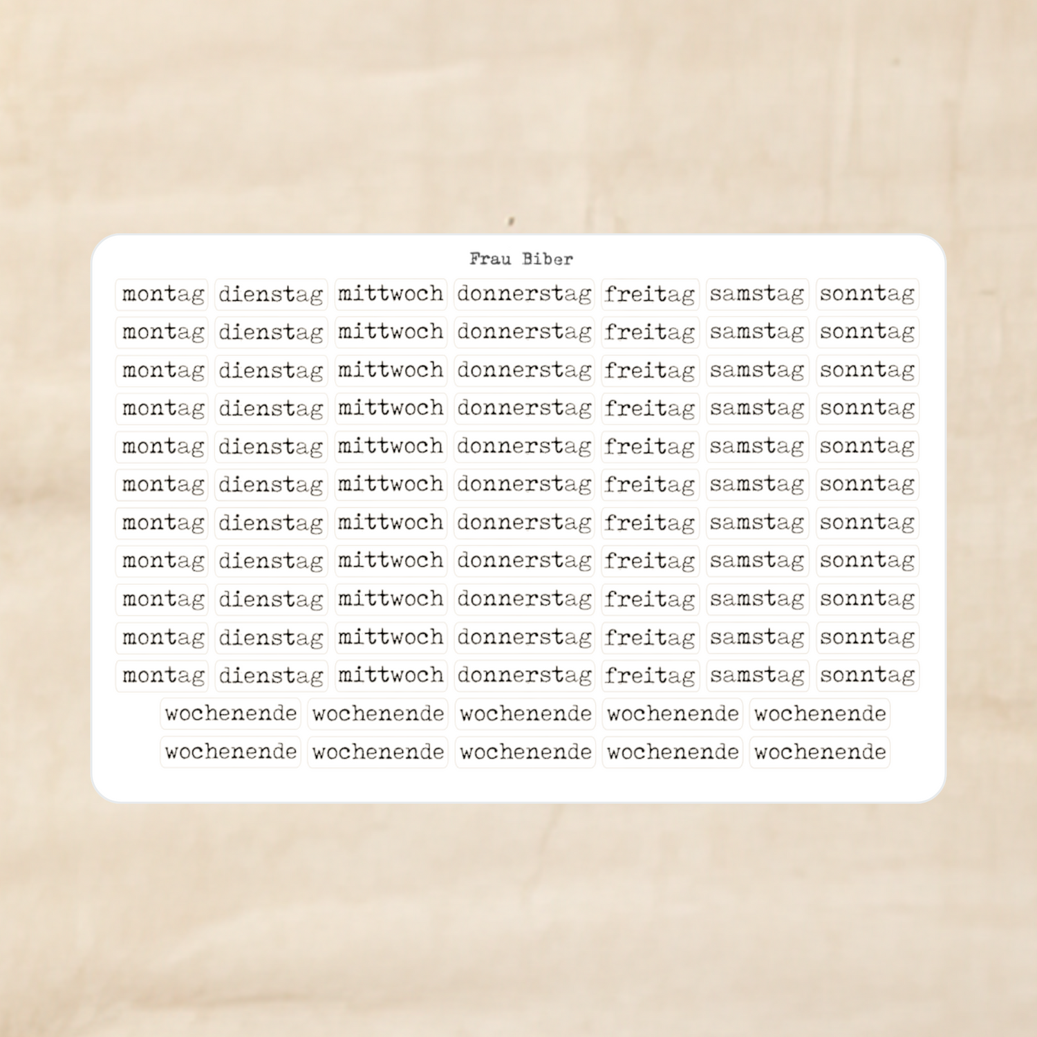 Biber Stickersheet - Typo