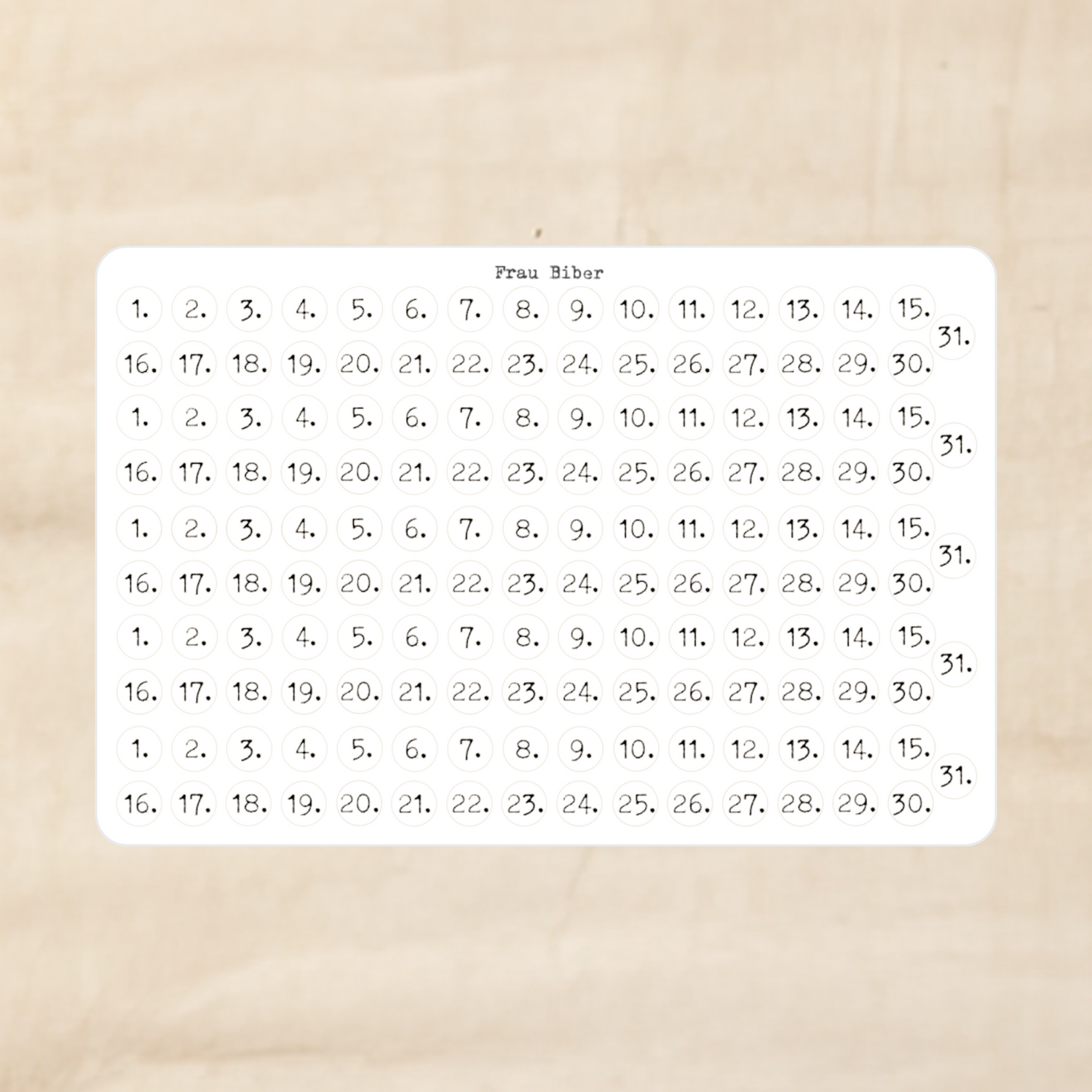 Biber Stickersheet - Typo