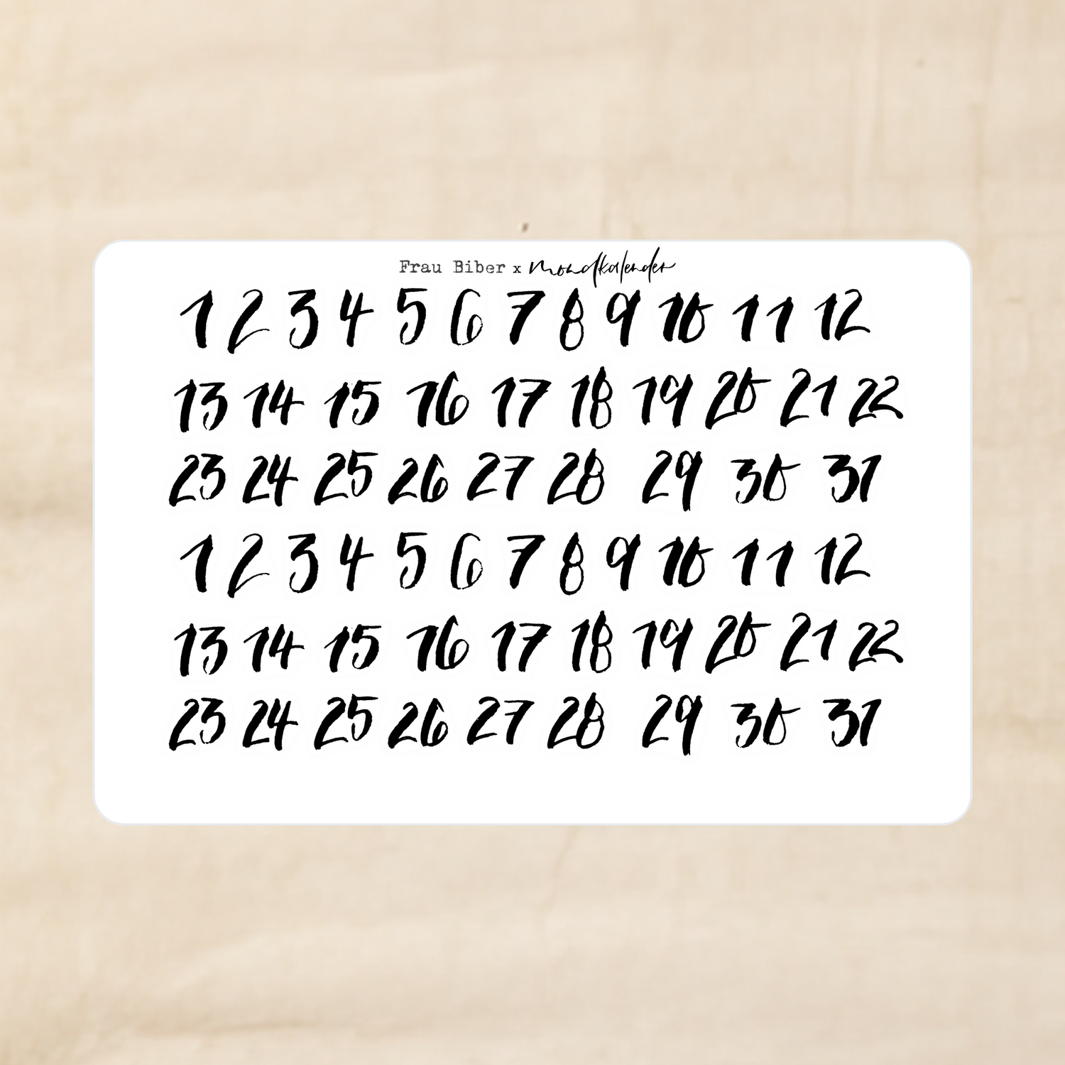 Biber Stickersheet - Zahlen