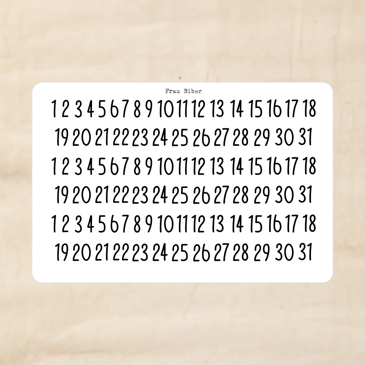 Biber Stickersheet - Zahlen Cat