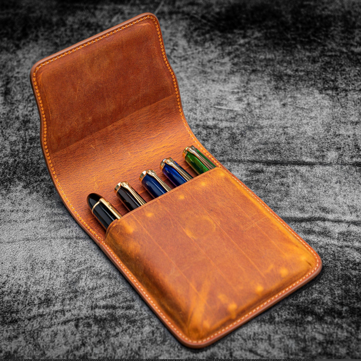 Galen Leather - Flap Pencase for 5 Pens - Crazy Horse Brown