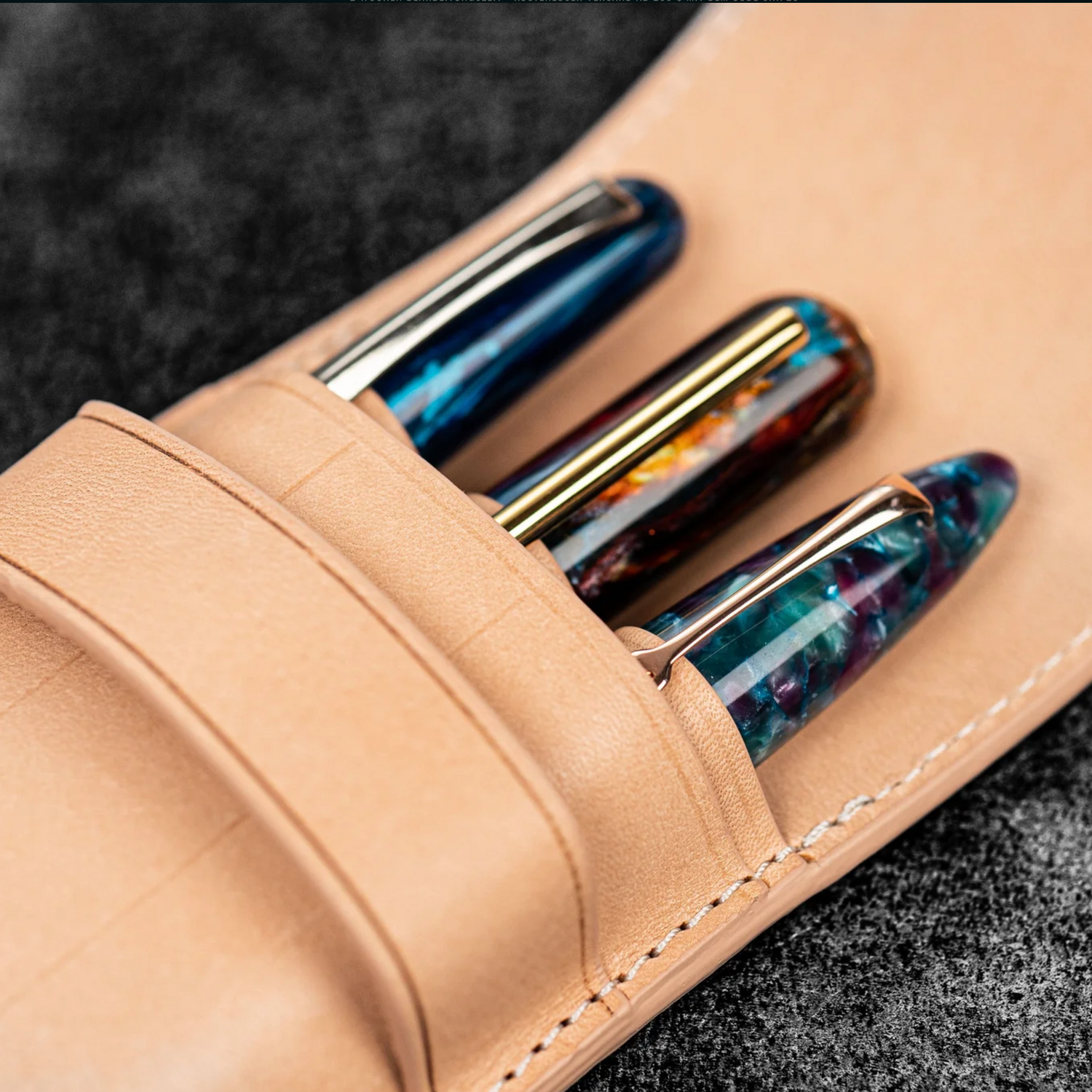 Galen Leather - Flap Pencase for 3 Pens - Undyed Leather