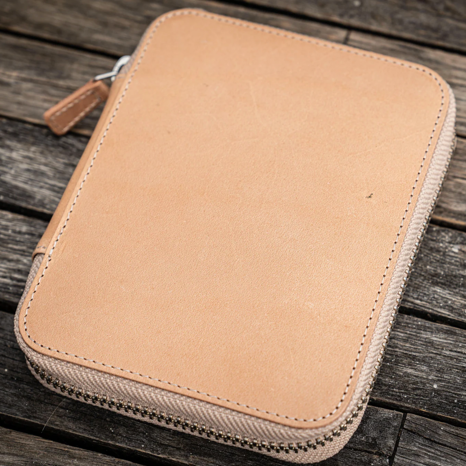 Galen Leather - Zippered 10 Slots Pen Case - Undyed Leather
