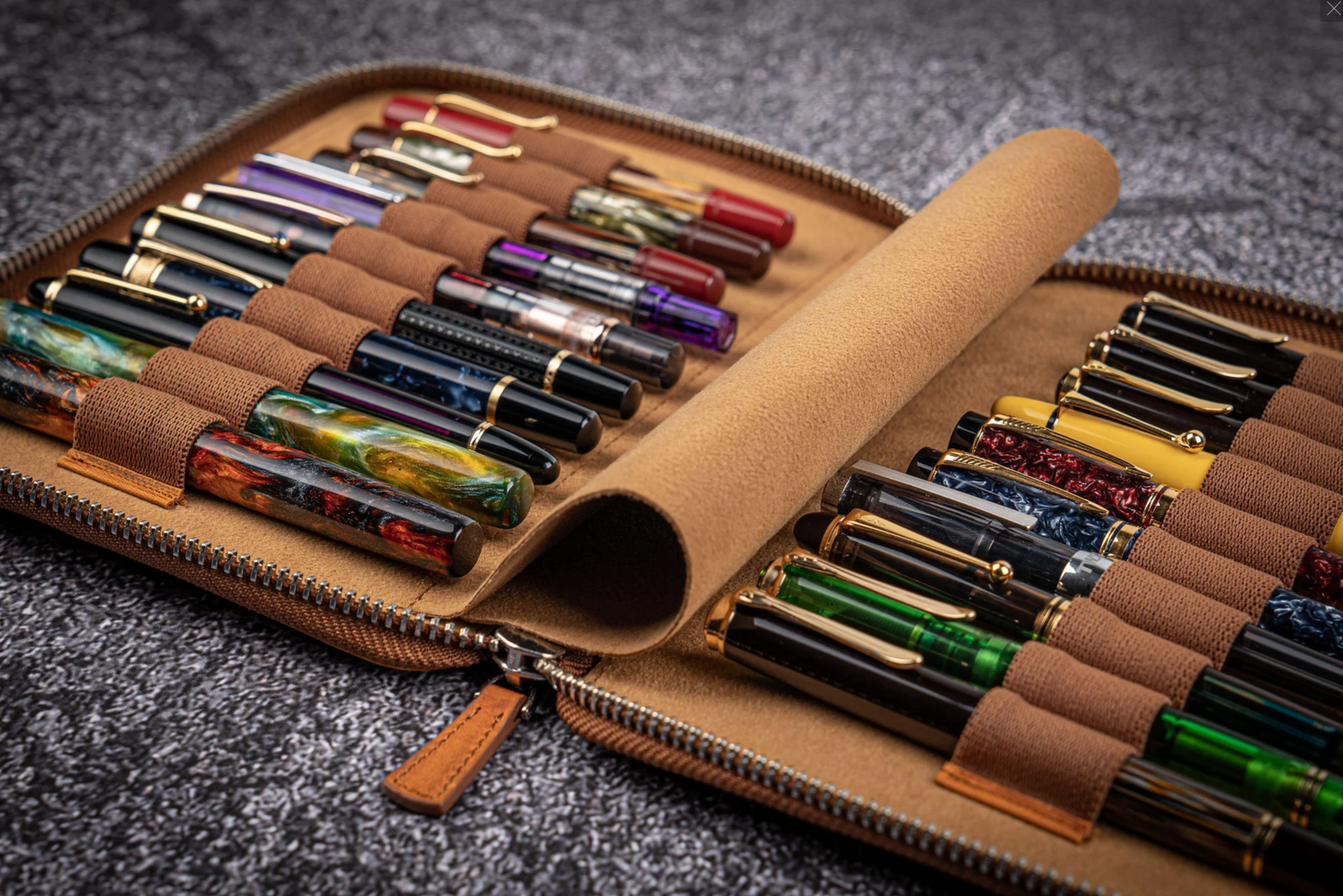 Galen Leather - Zippered 20 Slots Pen Case - Crazy Horse Brown