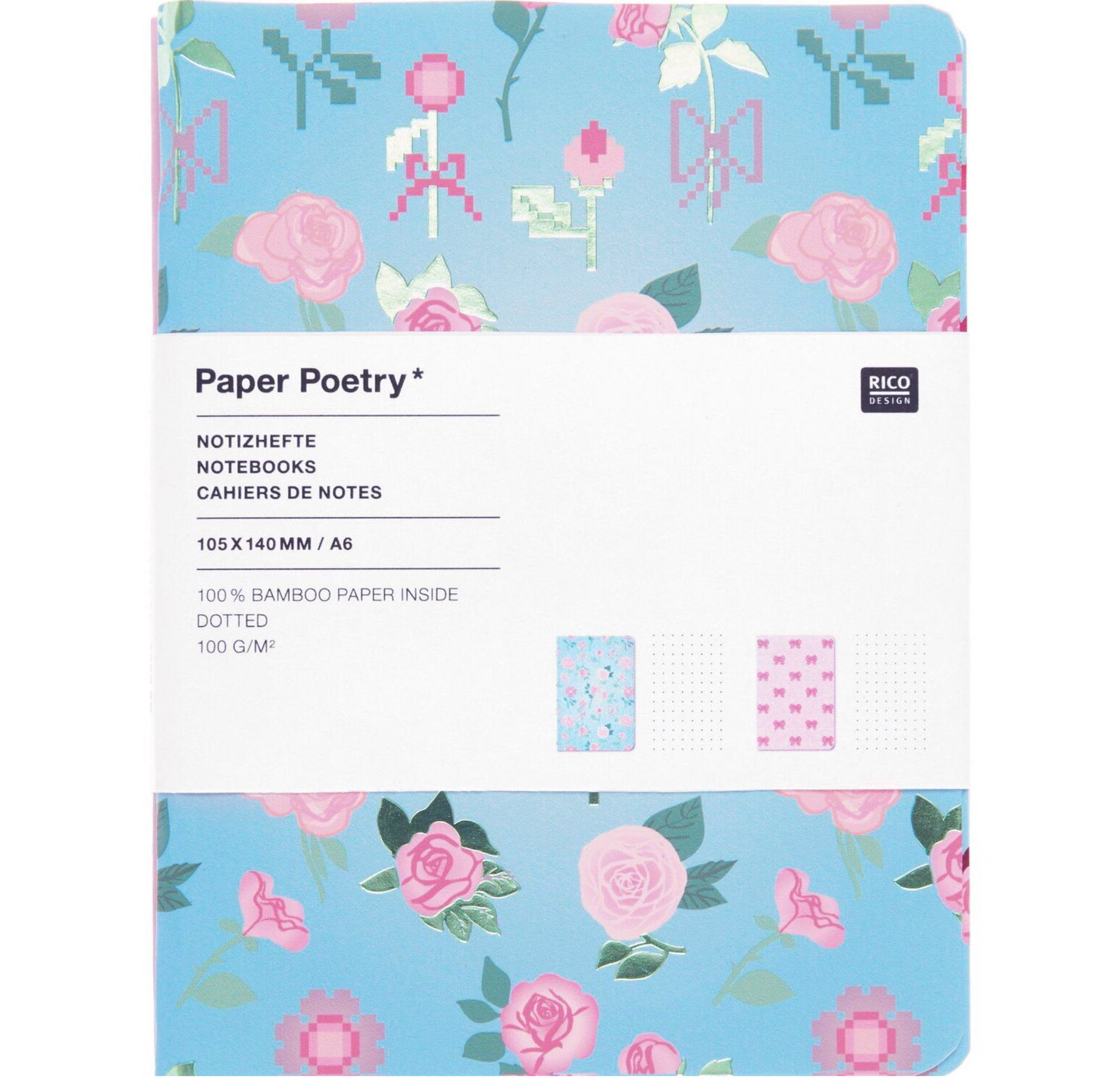 Rico - Paper Poetry - Notizhefte La Vie en Rose DIN A6 - 2 Stück