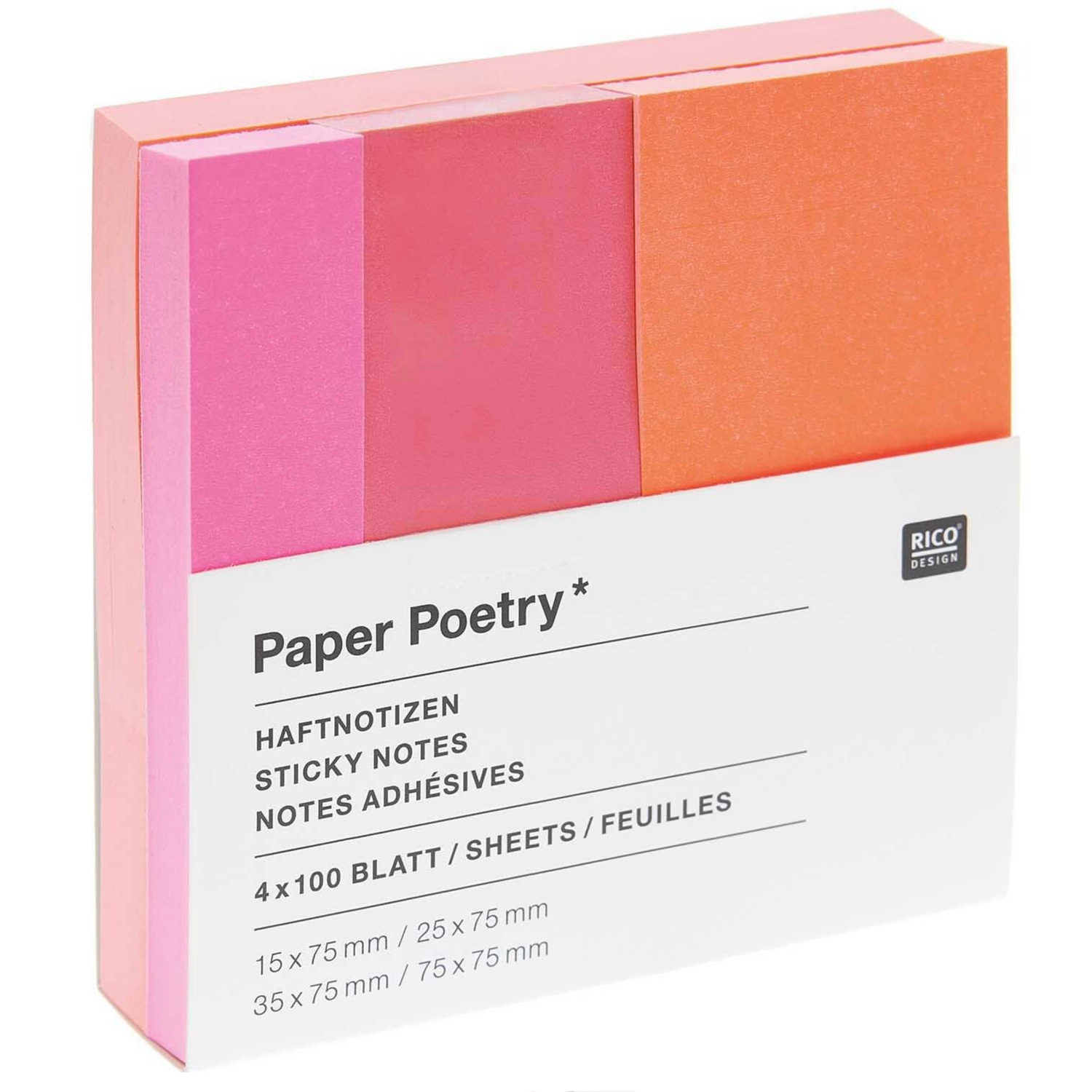 Rico - Paper Poetry - Haftnotizen - neon orange/pink