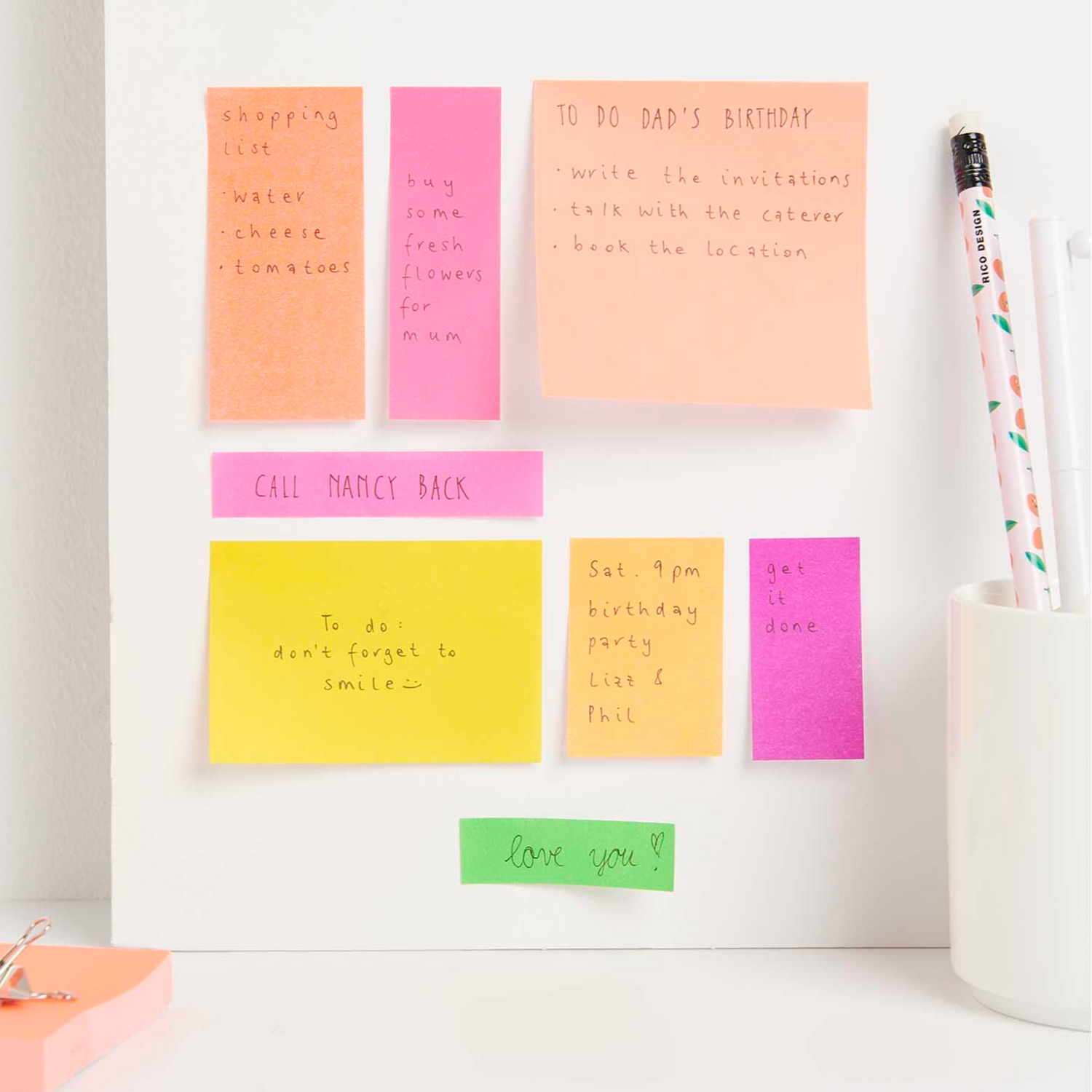 Rico - Paper Poetry - Haftnotizen - neon orange/pink