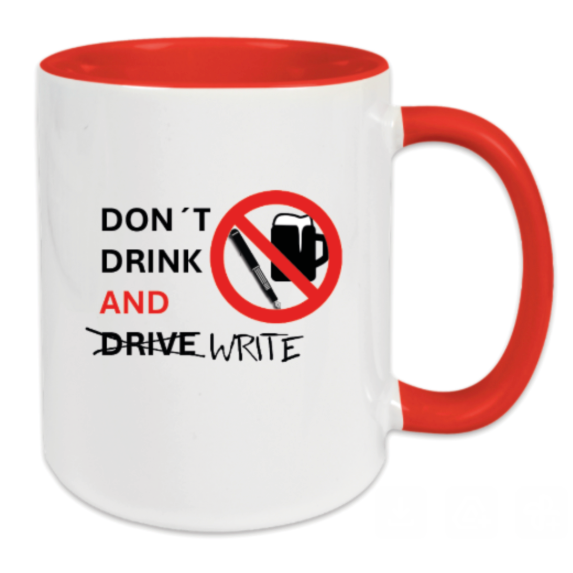 Federstiel und Tintenklecks x PenNini - Lieblingstasse - Don't Drink and Write - rot