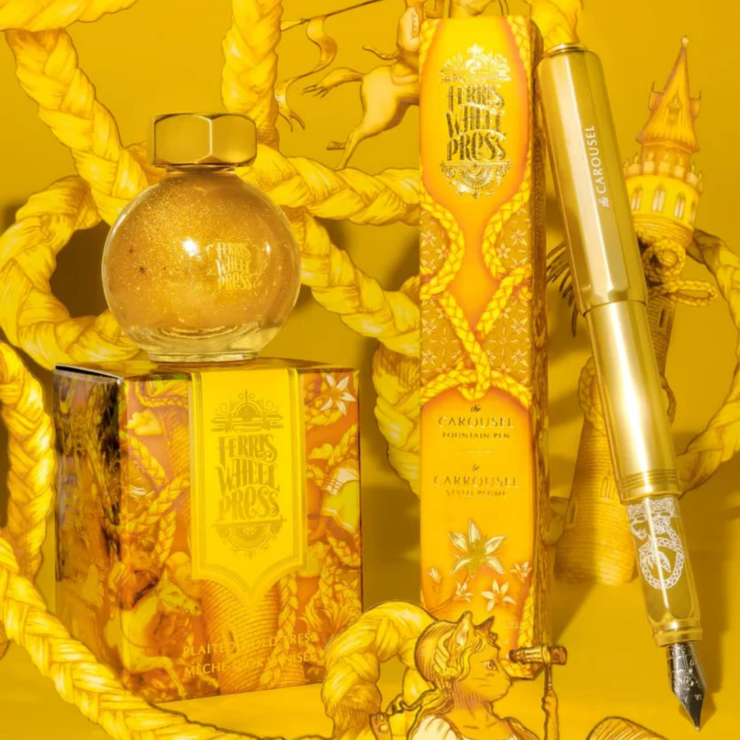 Ferris Wheel Press - Füllfederhalter Carousel Pen - Plaited Gold Tress - Medium
