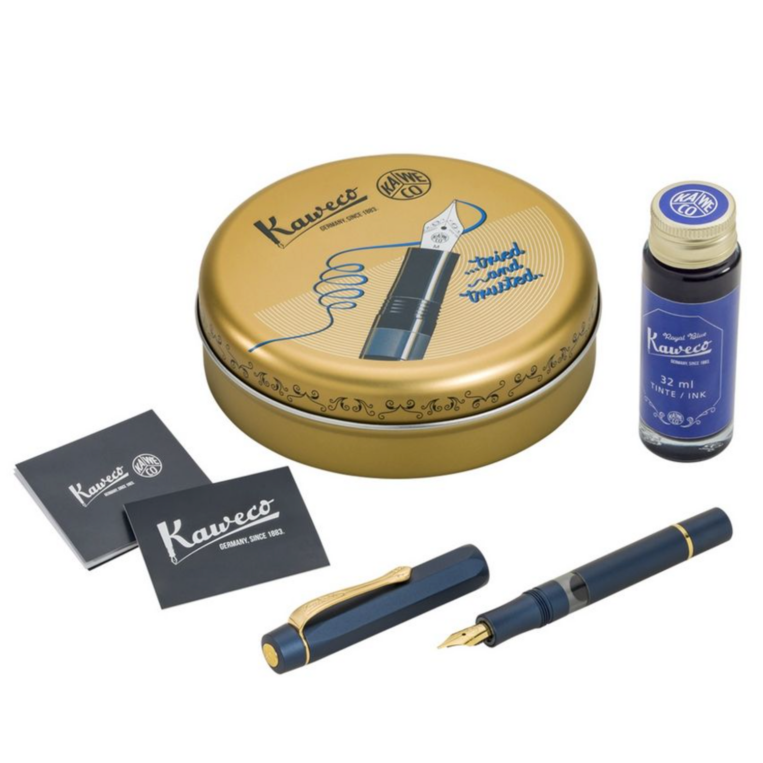 Kaweco - AL Sport Kolbenfüllerhalter Starter Set - navy M