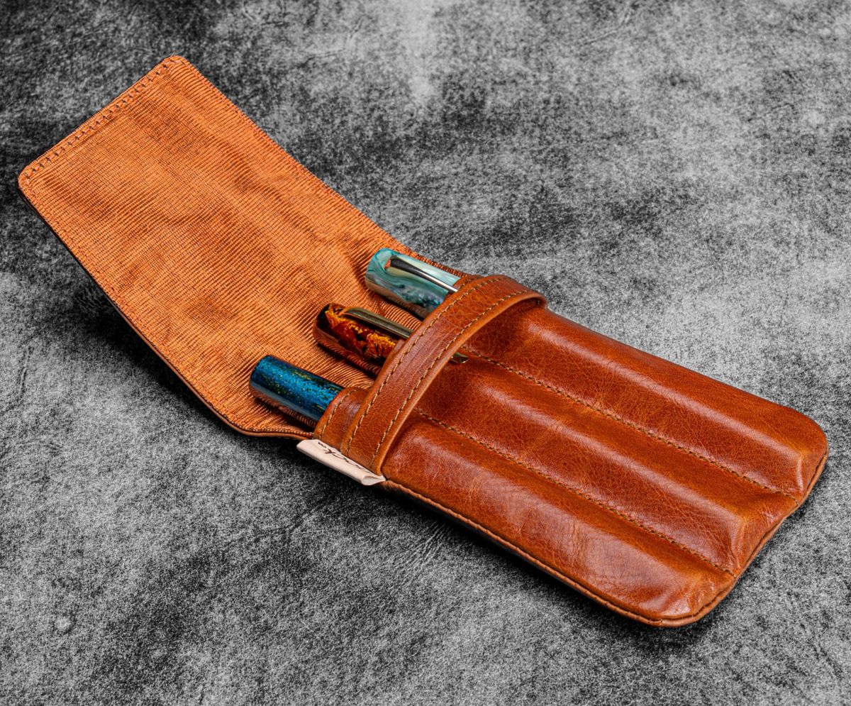 Galen Leather - Legacy Collection Galen X Nock Co Leather Lookout Pen Case - Deep Cognac