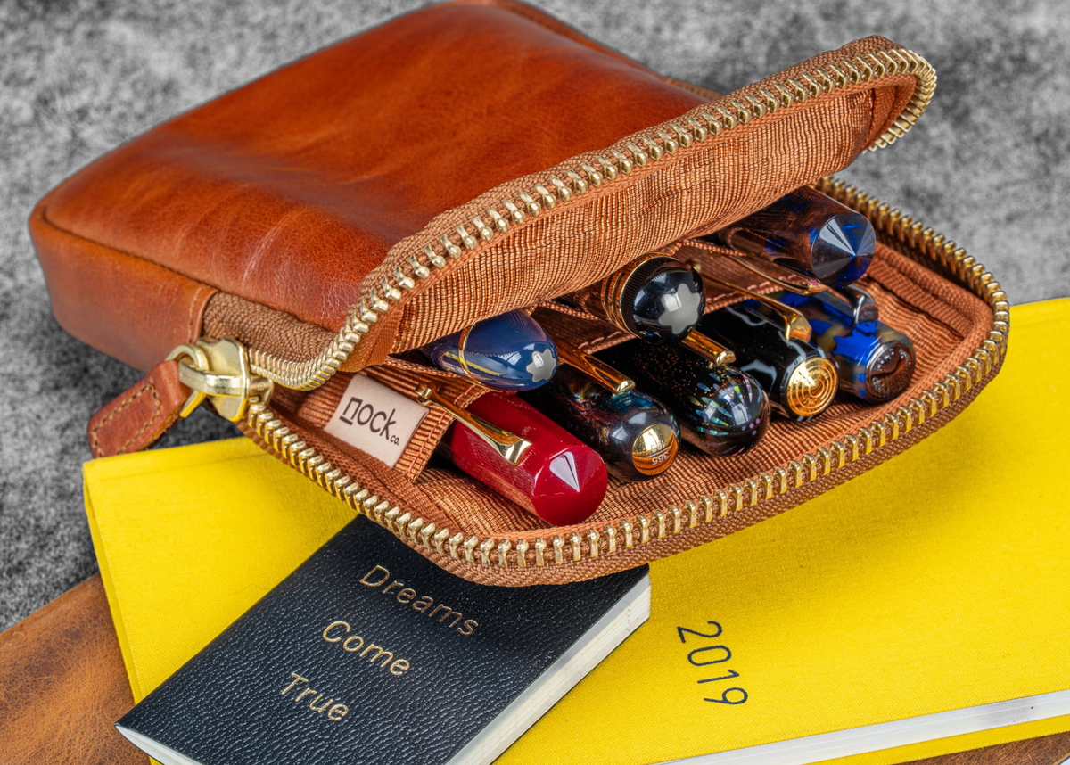 Galen Leather - Legacy Collection Galen X Nock Co Leather Sinclair Pen Case - Deep Cognac
