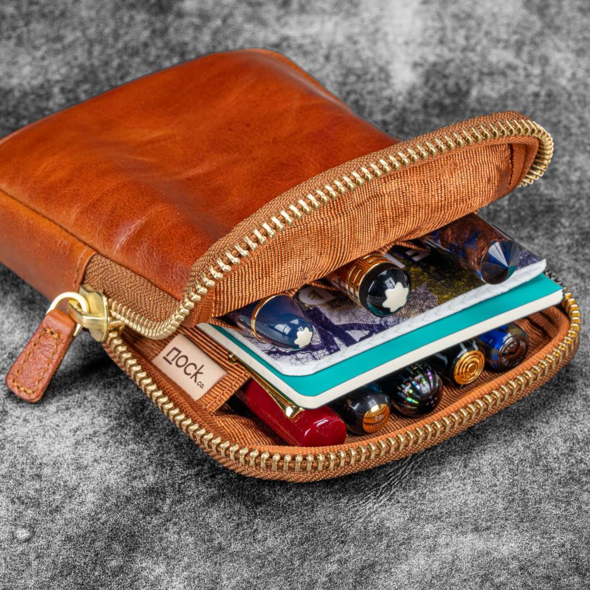 Galen Leather - Legacy Collection Galen X Nock Co Leather Sinclair Pen Case - Deep Cognac