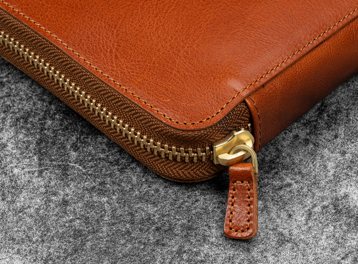 Galen Leather - Legacy Leather Zip Pen Case for 6 Pens - A6 - Deep Cognac