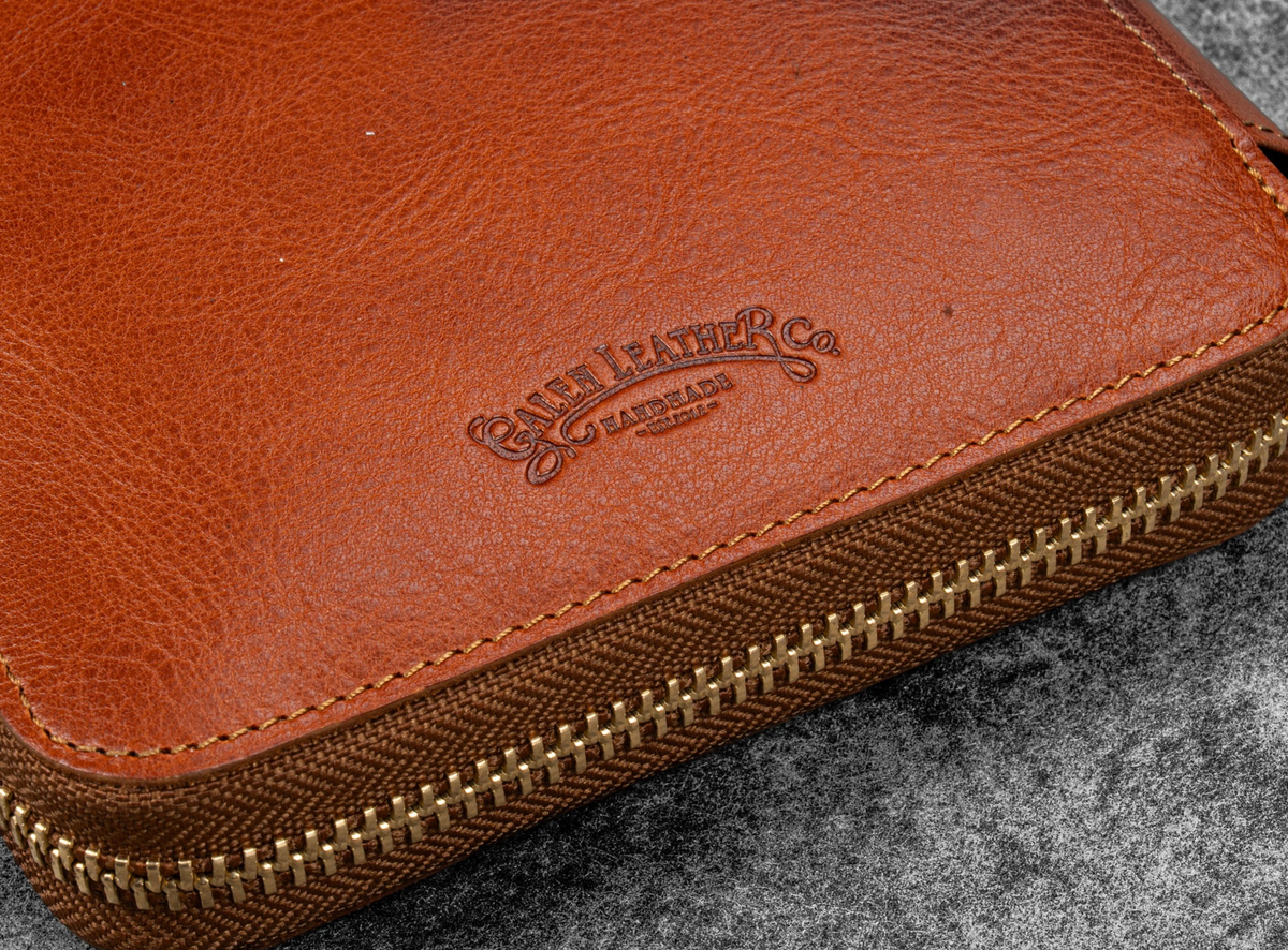 Galen Leather - Legacy Leather Zip Pen Case for 6 Pens - A6 - Deep Cognac
