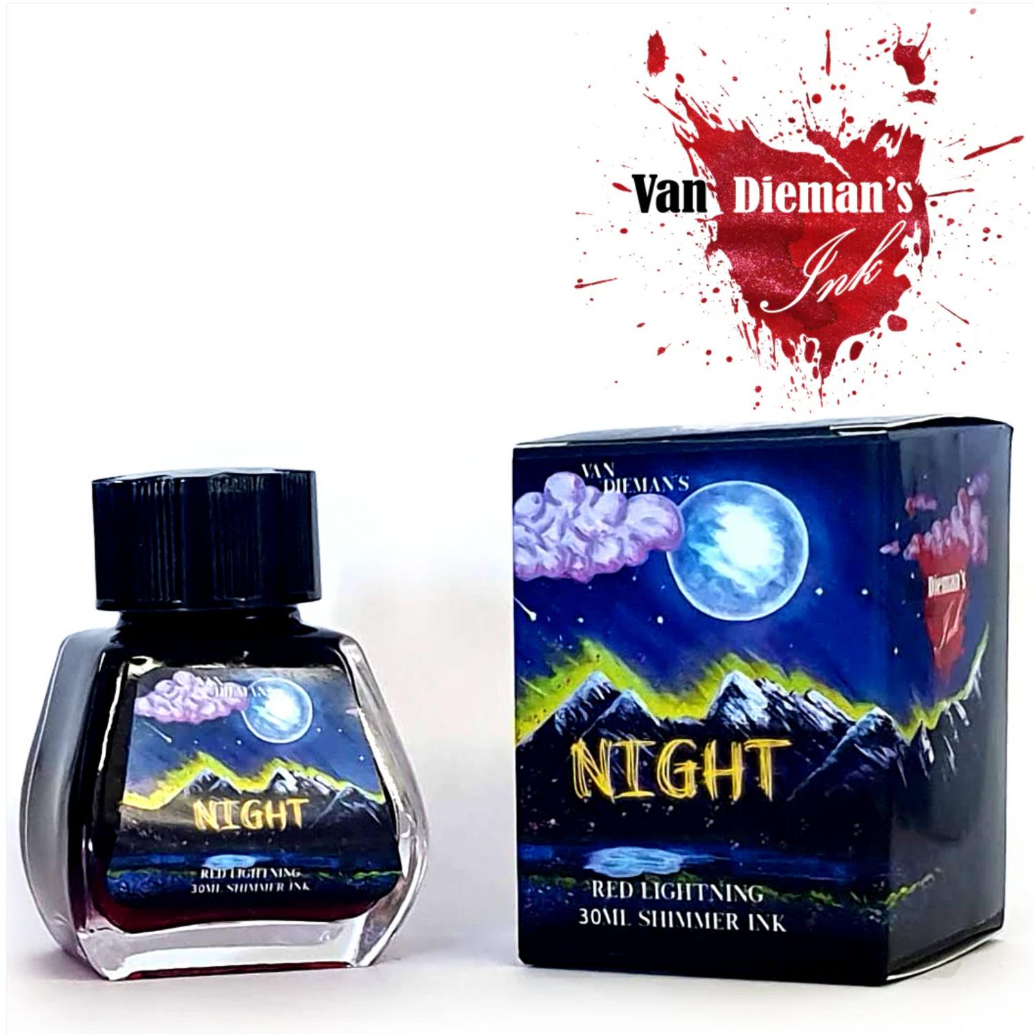 Van Diemans Ink - Night - Red Lightning Shimmering - 30 ml