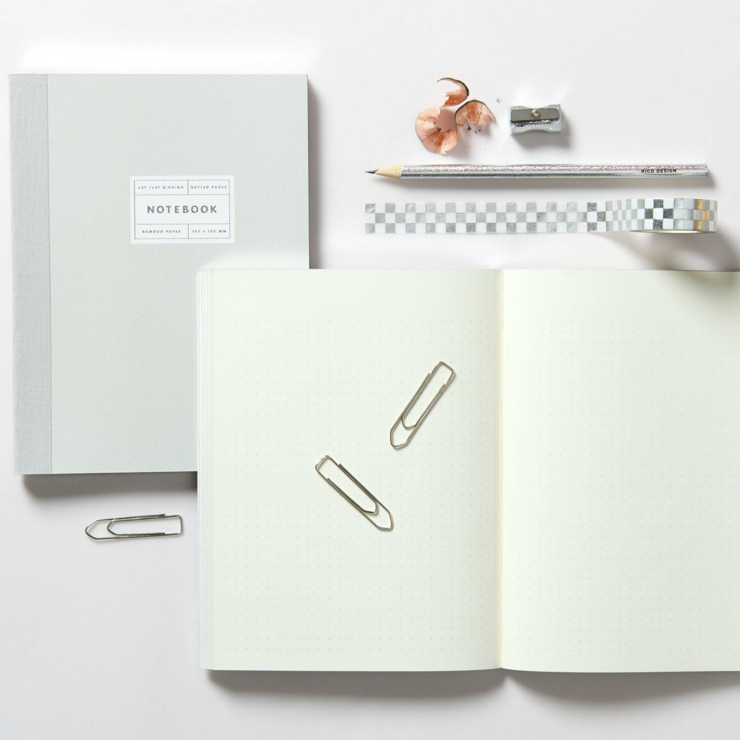 Rico - Paper Poetry - Notizbuch S Silberrand - hellgrau