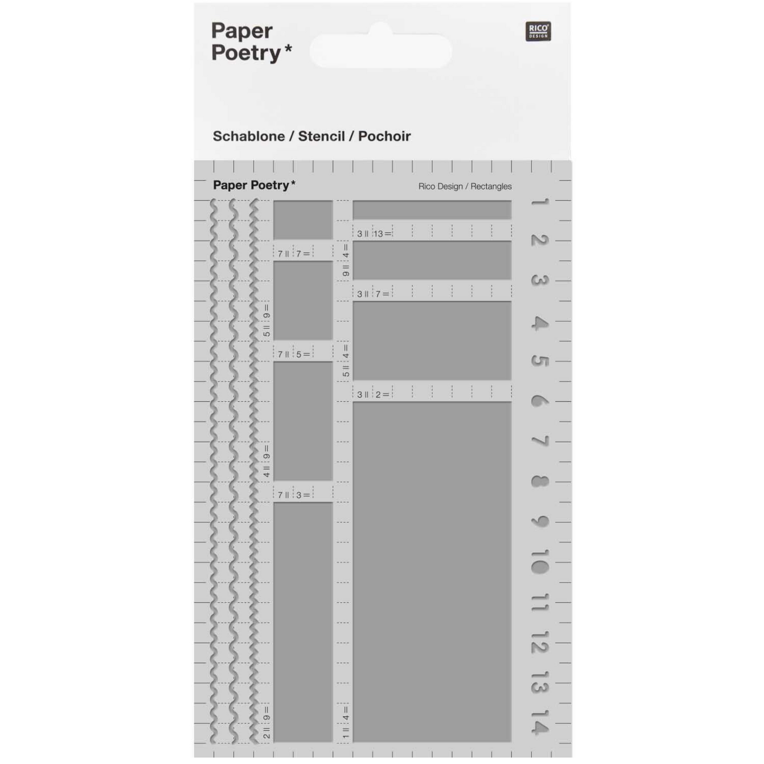 Rico - Paper Poetry - Bullet Diary Schablone Rechtecke - 9,5x15cm