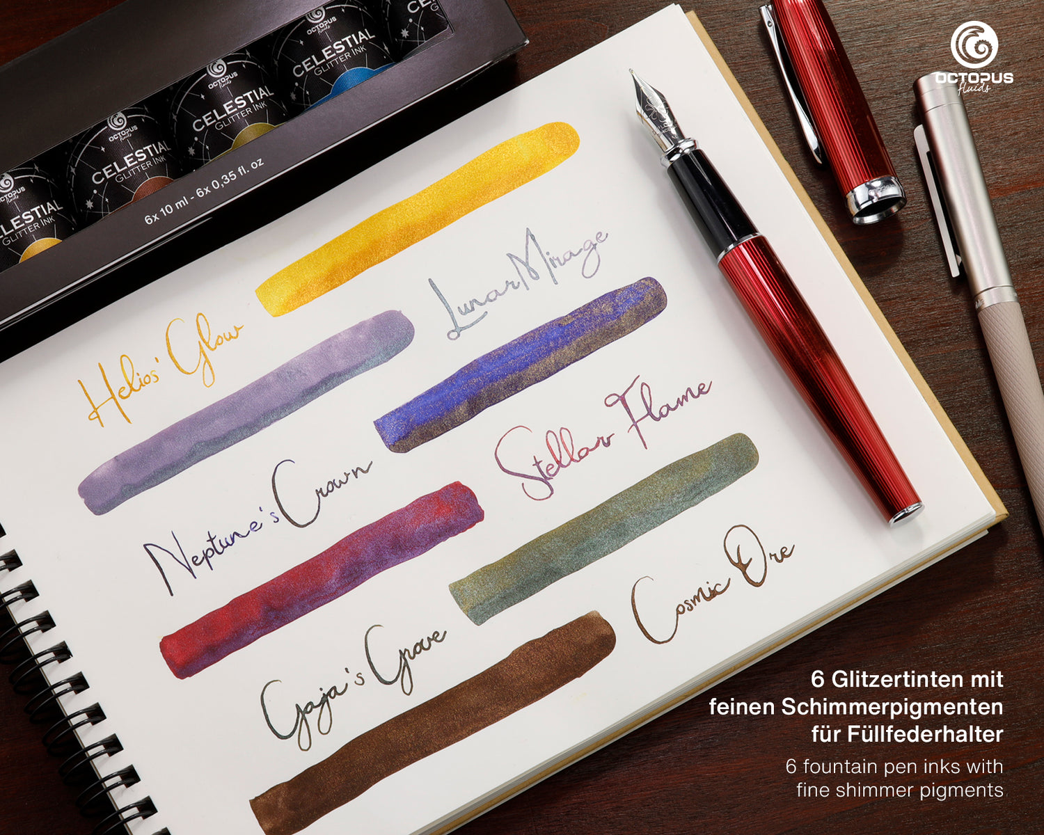Octopus - Celestial - Glitter Ink Set - Shimmering - 6x10 ml