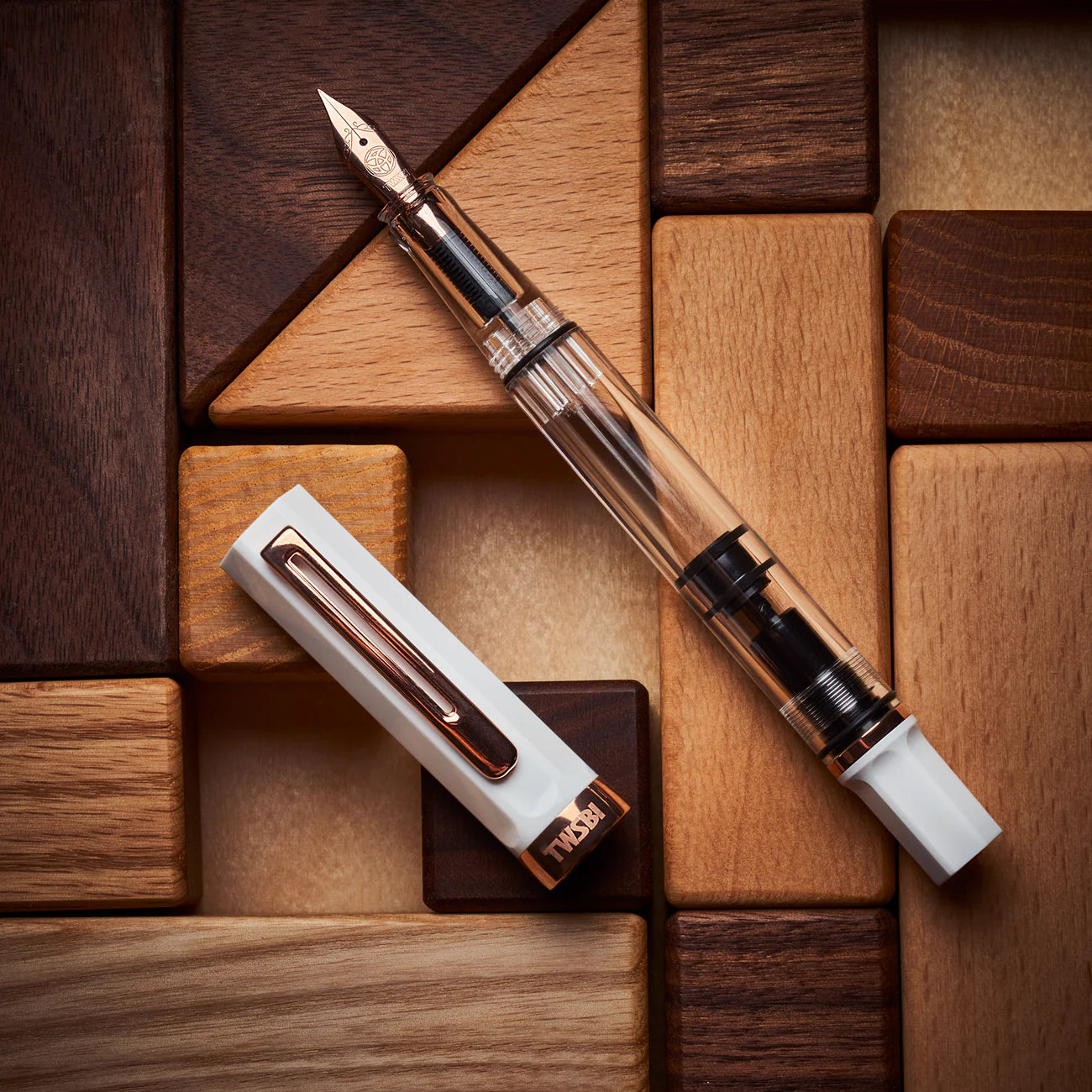 TWSBI - ECO White with Rose Gold Fountain Pen - M/F