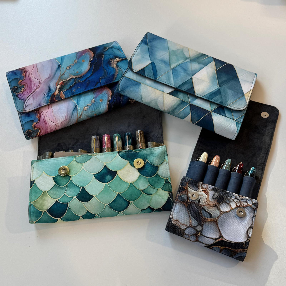 PenNini - Exclusive Pancases - Mermaid, Geometric blue und Aquarell rose